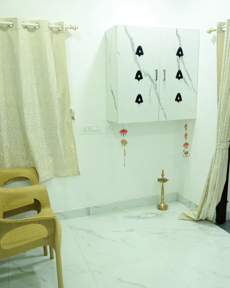 Interior clinic space with a traditional brass lamp