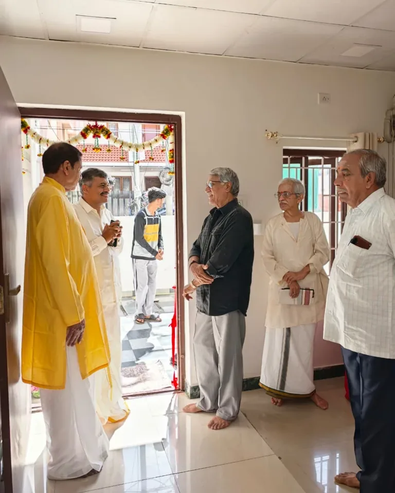 Guests gathered near the decorated clinic entrance during the inauguration